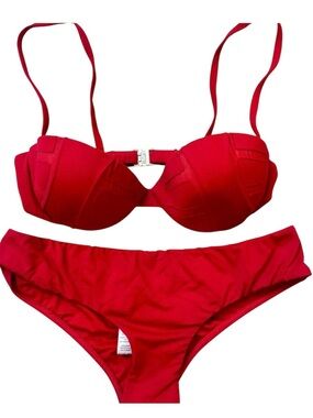 La Perla Dunes Red Push Up Underwire Two-Piece Bikini Set Size 42 Small Med